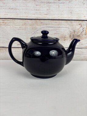 VTG Cobalt Blue Ceramic Globe Teapot P.S.I